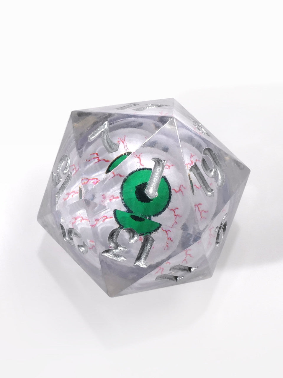 Gazing Eye: Green Iris Single D20 With Silver Ink